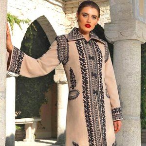 Vintage Hand Embroided Peacoat made of Wool and Cashmere -MADE BY ORDER ONLY